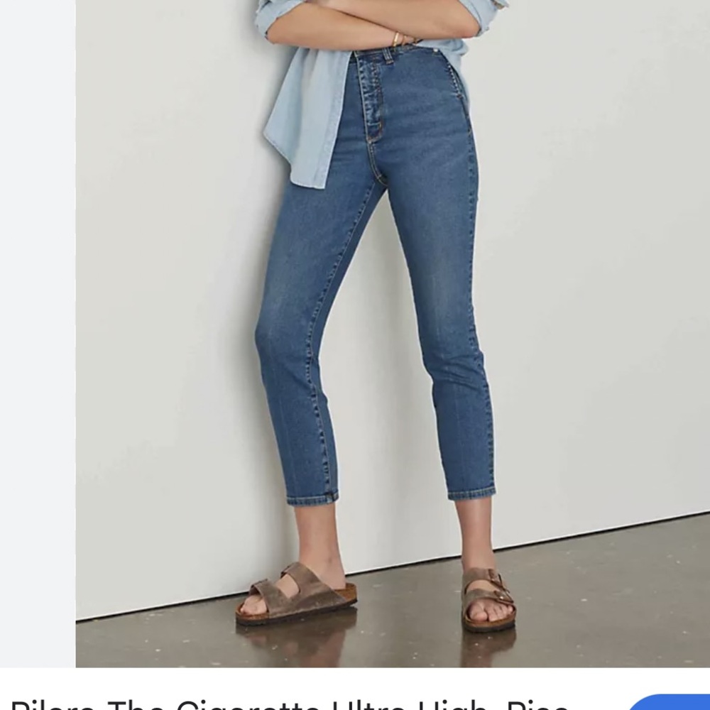 Anthropologie High-Rise Cigarrette Slim Straight Jeans in Medium Blue